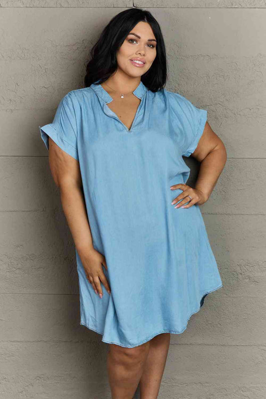 GeeGee Cozy Cuddles Full Size Denim Dress