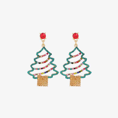 Boucles d'oreilles arbre de Noël en alliage de strass