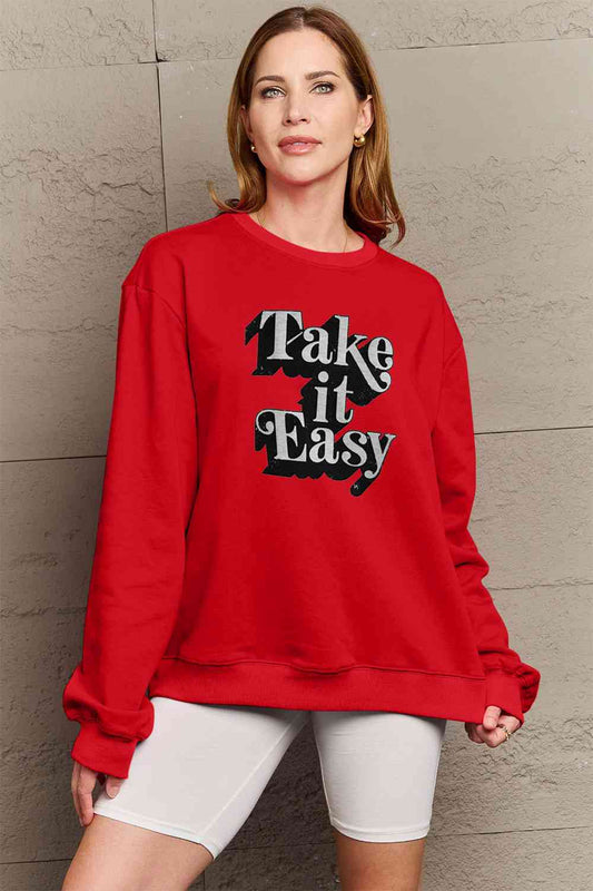 Simply Love Taille réelle TAKE IT EASY Sweat-shirt graphique