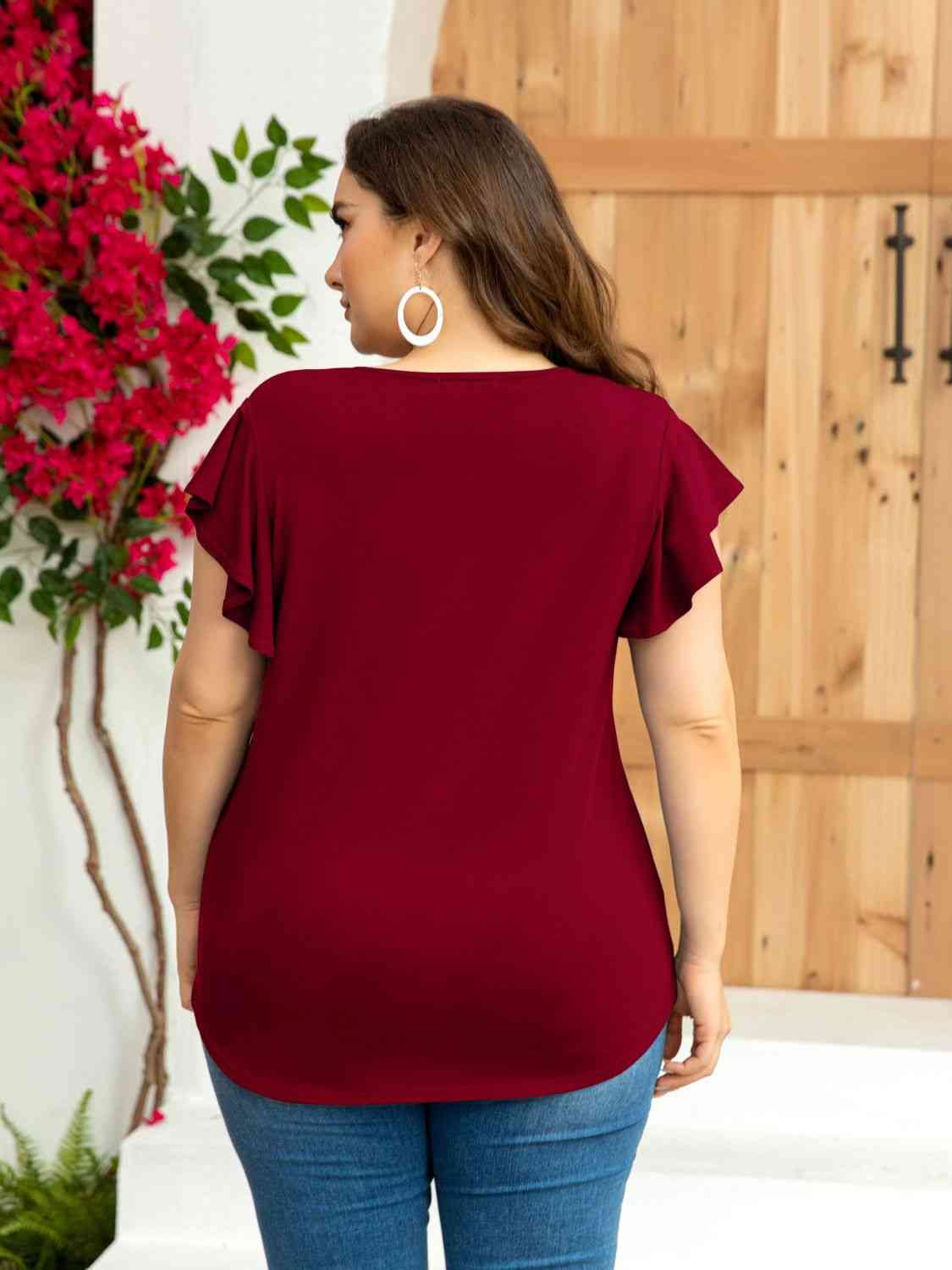 Flutter Sleeve Round Neck Tee