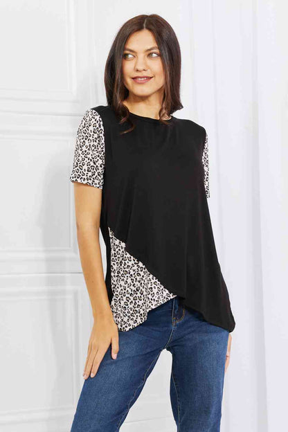 Heimish Full Size Animal Print Contrast Top