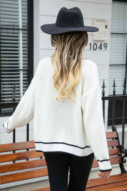 Cardigan à col en V en tricot gaufré avec poche