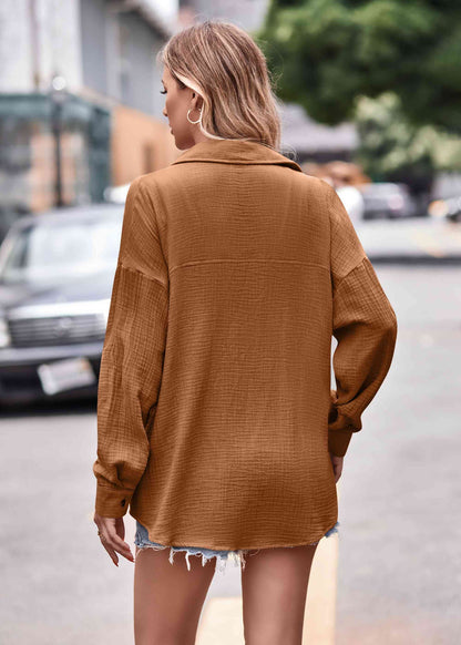 Textured Dropped Shoulder Longline Shirt