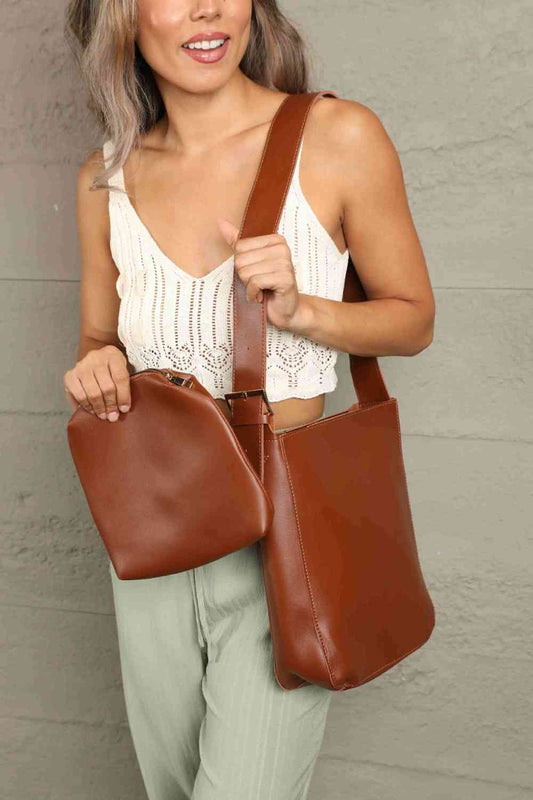 Conjunto de bolso tote de cuero PU de 2 piezas Adored