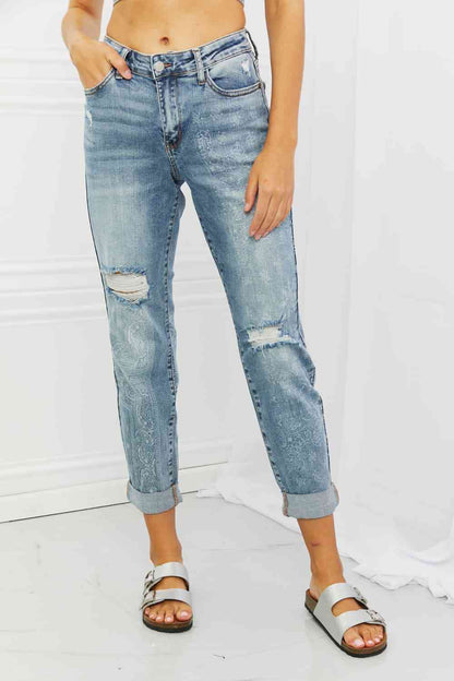 Jean boyfriend à motif cachemire pleine taille Judy Blue Maika