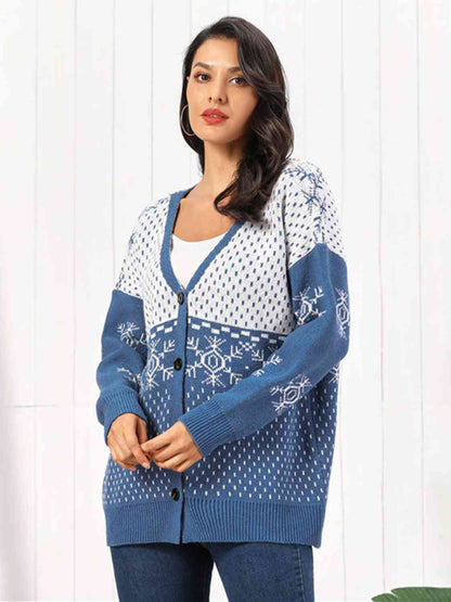 Cardigan boutonné en forme de flocon de neige