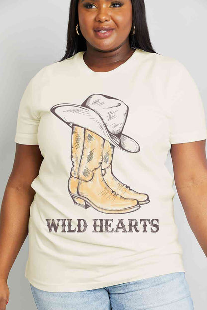 Simply Love T-shirt en coton graphique WILD HEARTS pleine taille