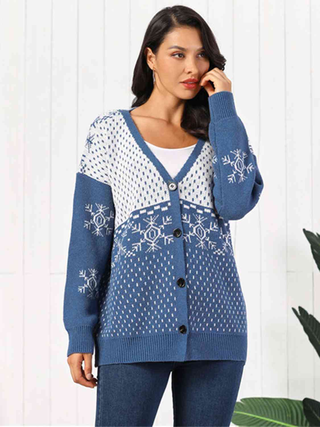 Cardigan boutonné en forme de flocon de neige