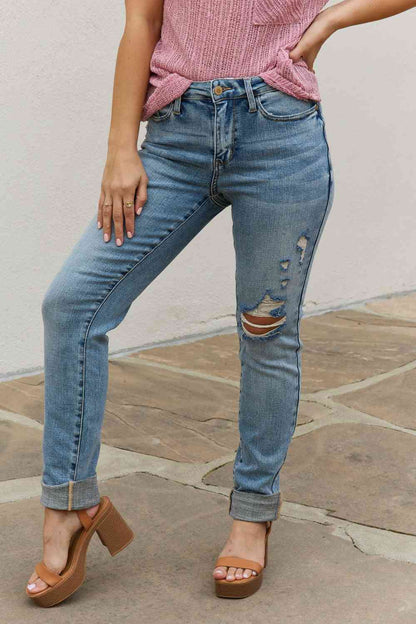 Jean boyfriend taille mi-haute Judy Blue Macy pleine taille