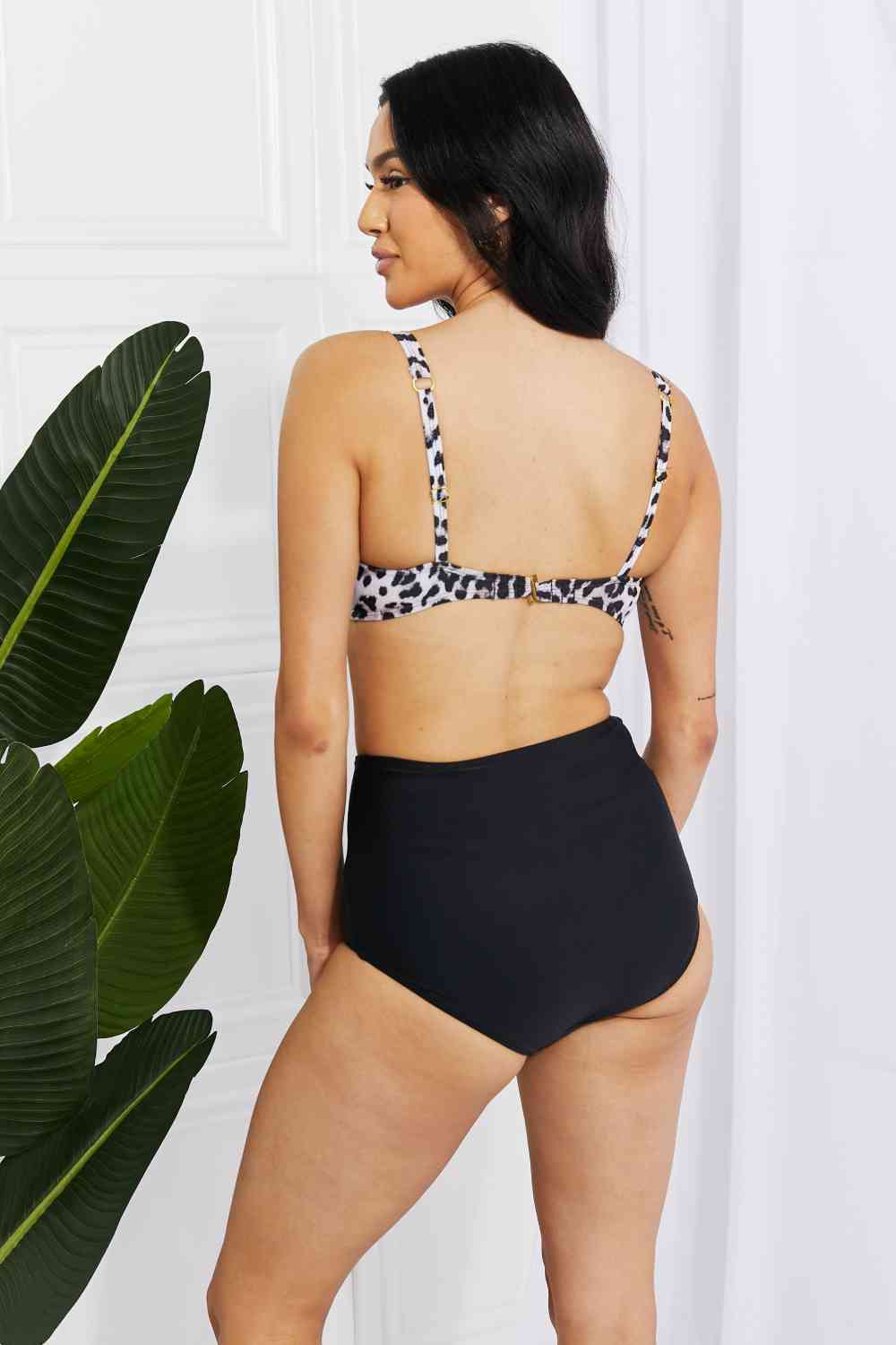 Marina West Swim Take A Dip - Bikini taille haute torsadé en léopard