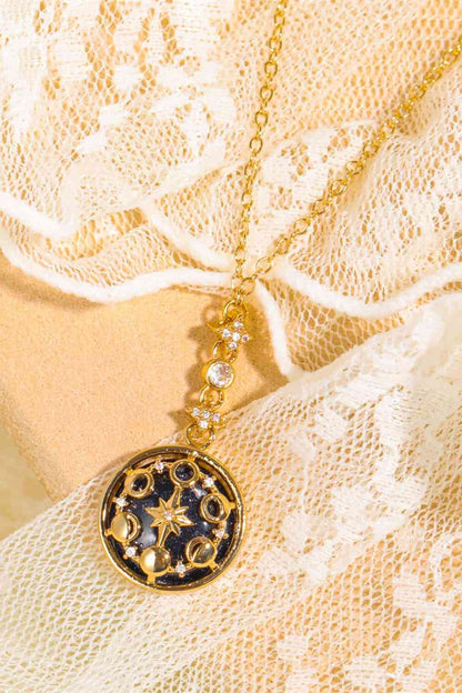 Collier en cuivre pendentif en grès bleu vintage