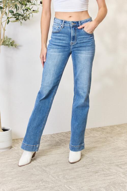 RISEN Jean droit taille haute pleine taille