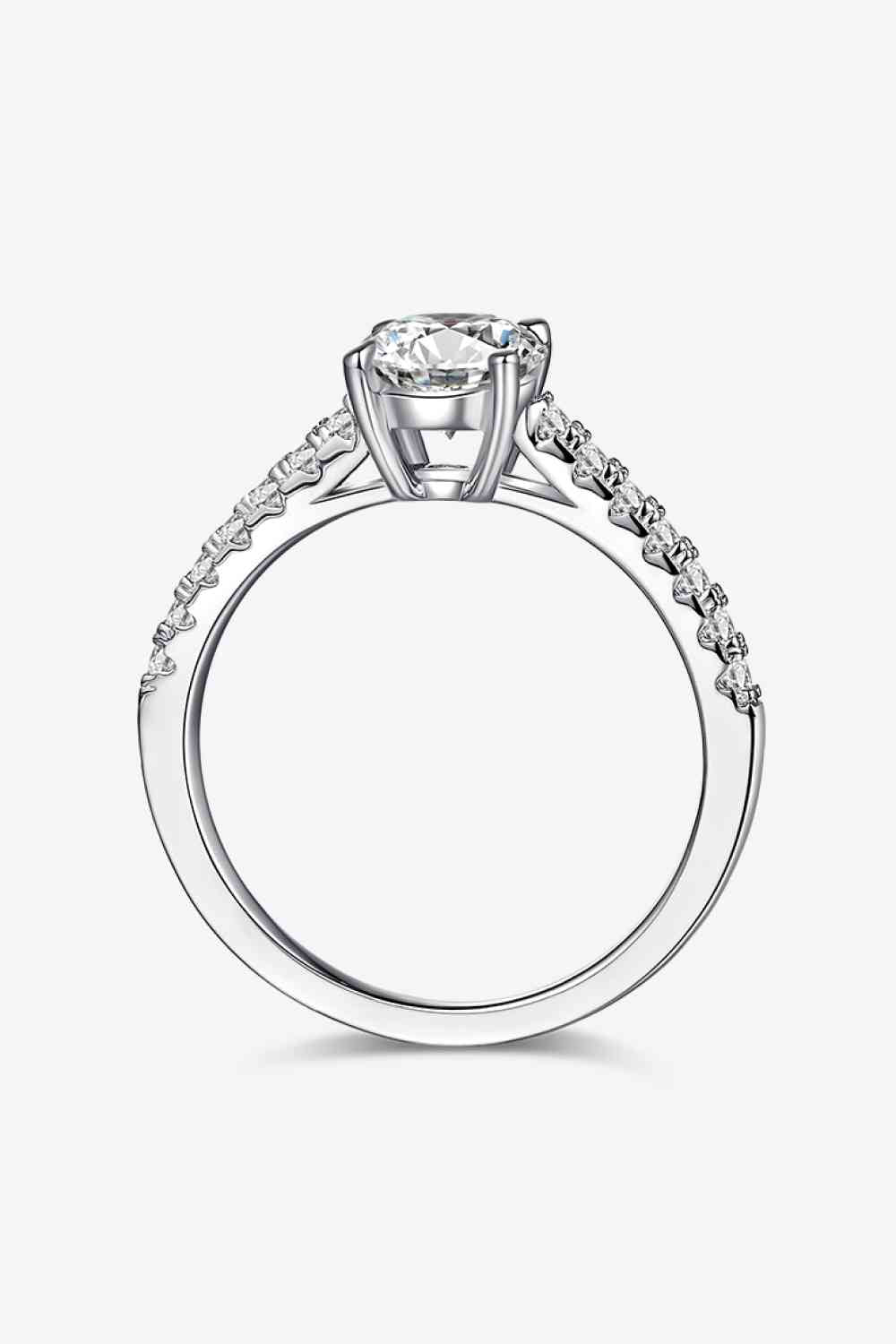 Bague en argent sterling 925 Moissanite 1 Carat avec pierre latérale