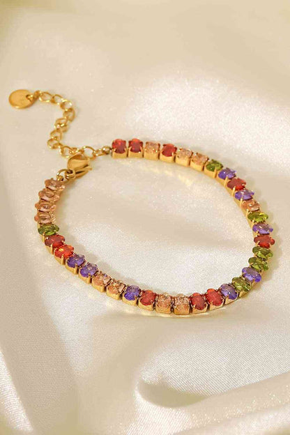 Bracelet Zircon Multicolore Plaqué Or 18 Carats