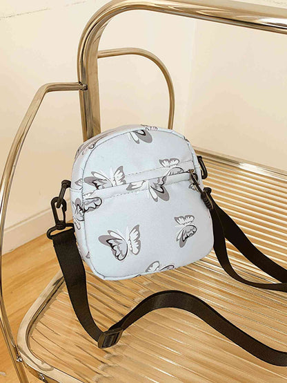 Bolso bandolera de poliéster con estampado de mariposas