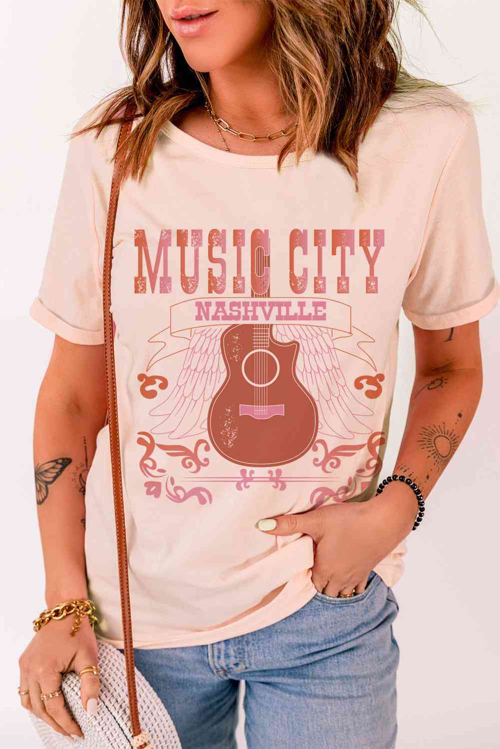 MUSIC CITY Camiseta de manga corta con puños