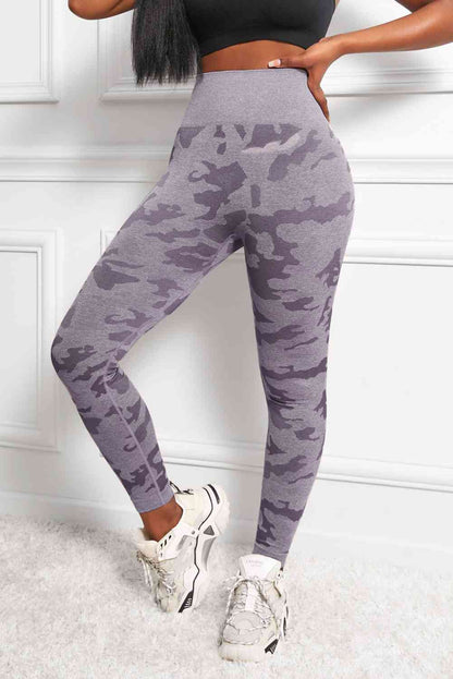 Leggings de yoga taille haute sans couture à imprimé camouflage