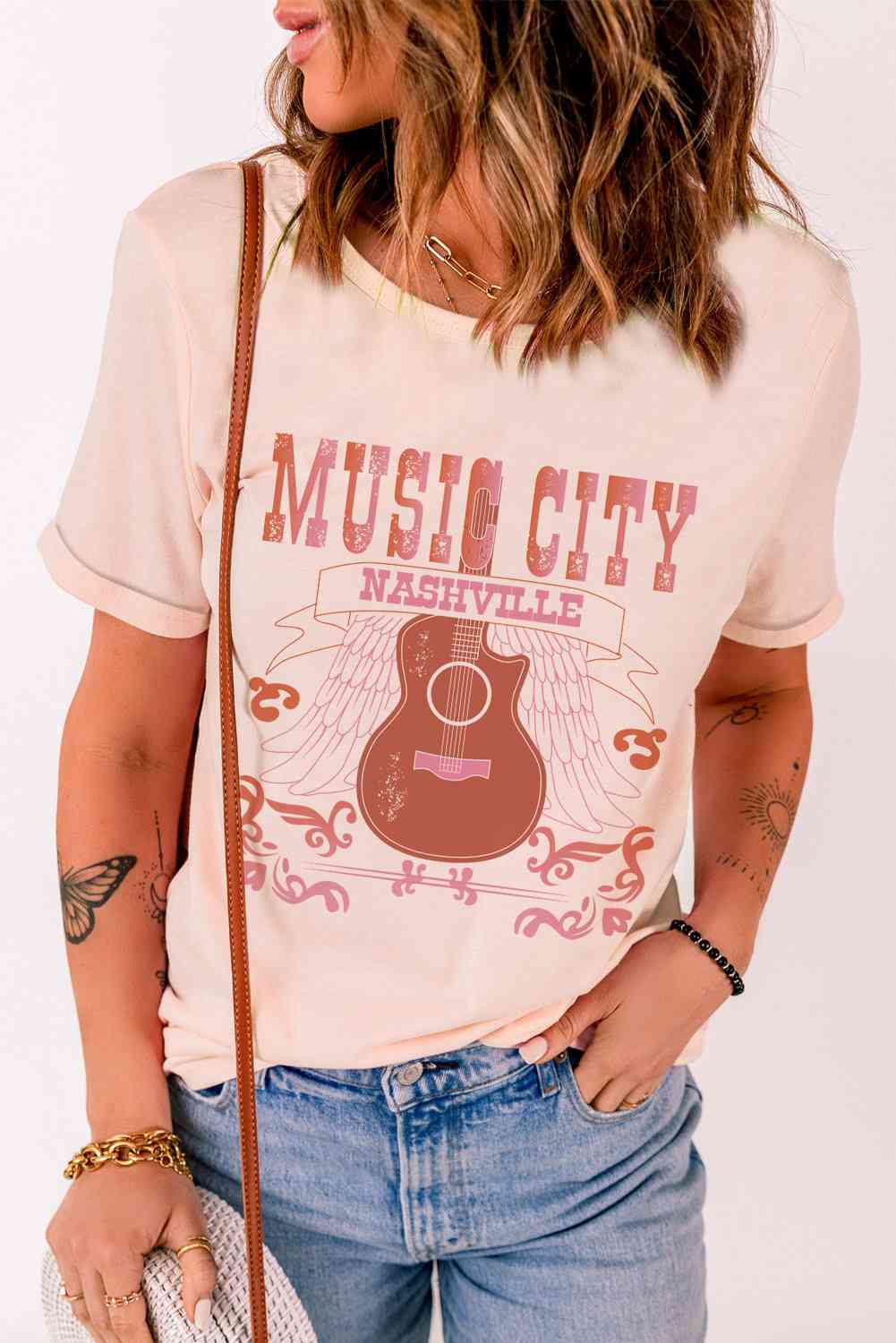 MUSIC CITY T-shirt à manches courtes avec revers