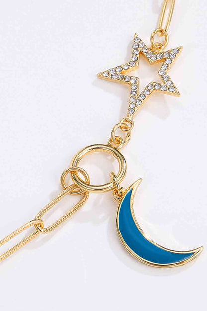 Collier en alliage de strass étoile et lune