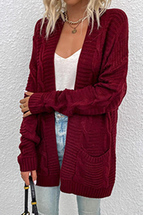 Cardigan ouvert sur le devant en tricot torsadé avec poches