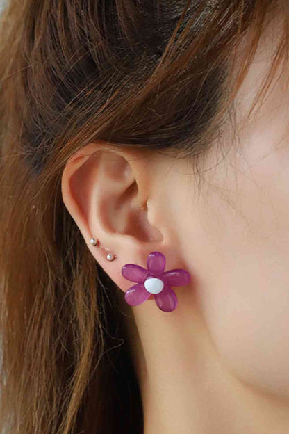 Boucles d'oreilles en résine en forme de fleur