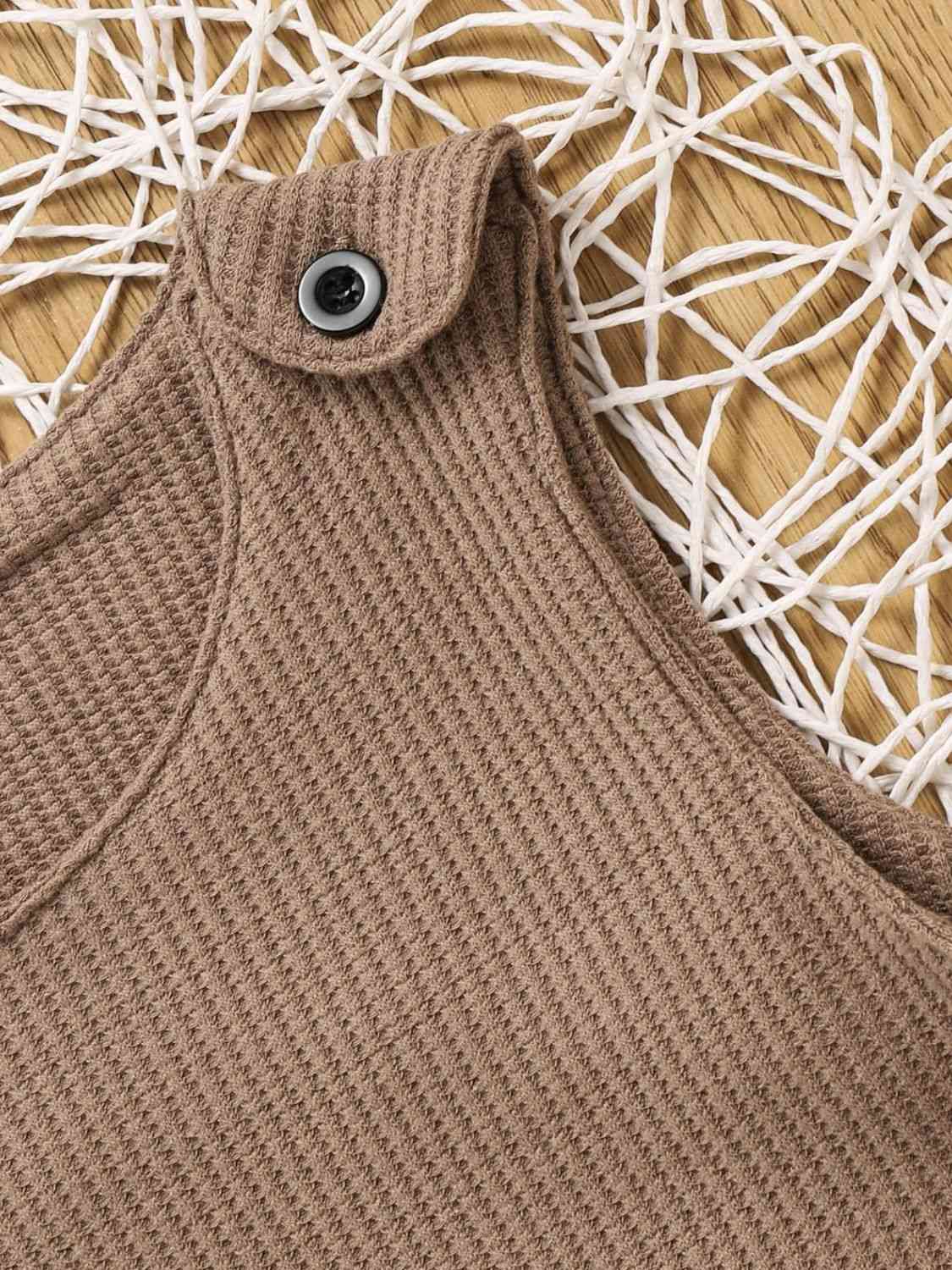 Combinaison sans manches en tricot gaufré contrasté à rayures pour enfants