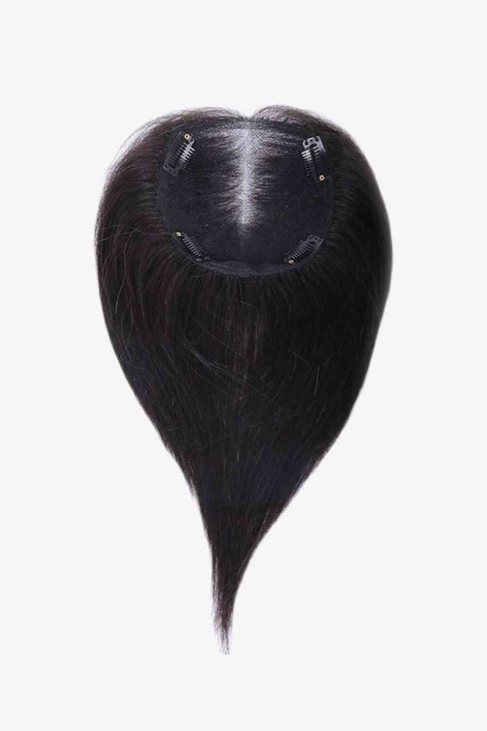 12" 9*14 Topper de cheveux humains vierges entièrement fabriqués à la main en noir densité 150%