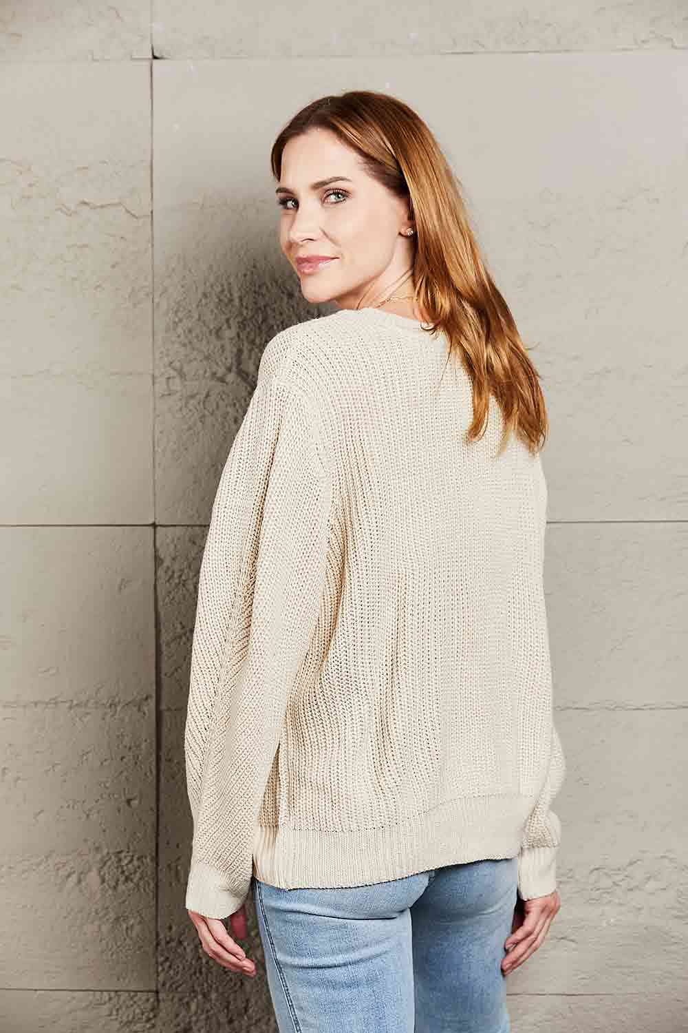 Double Take Button Down Rib-Knit Reversible Sweater