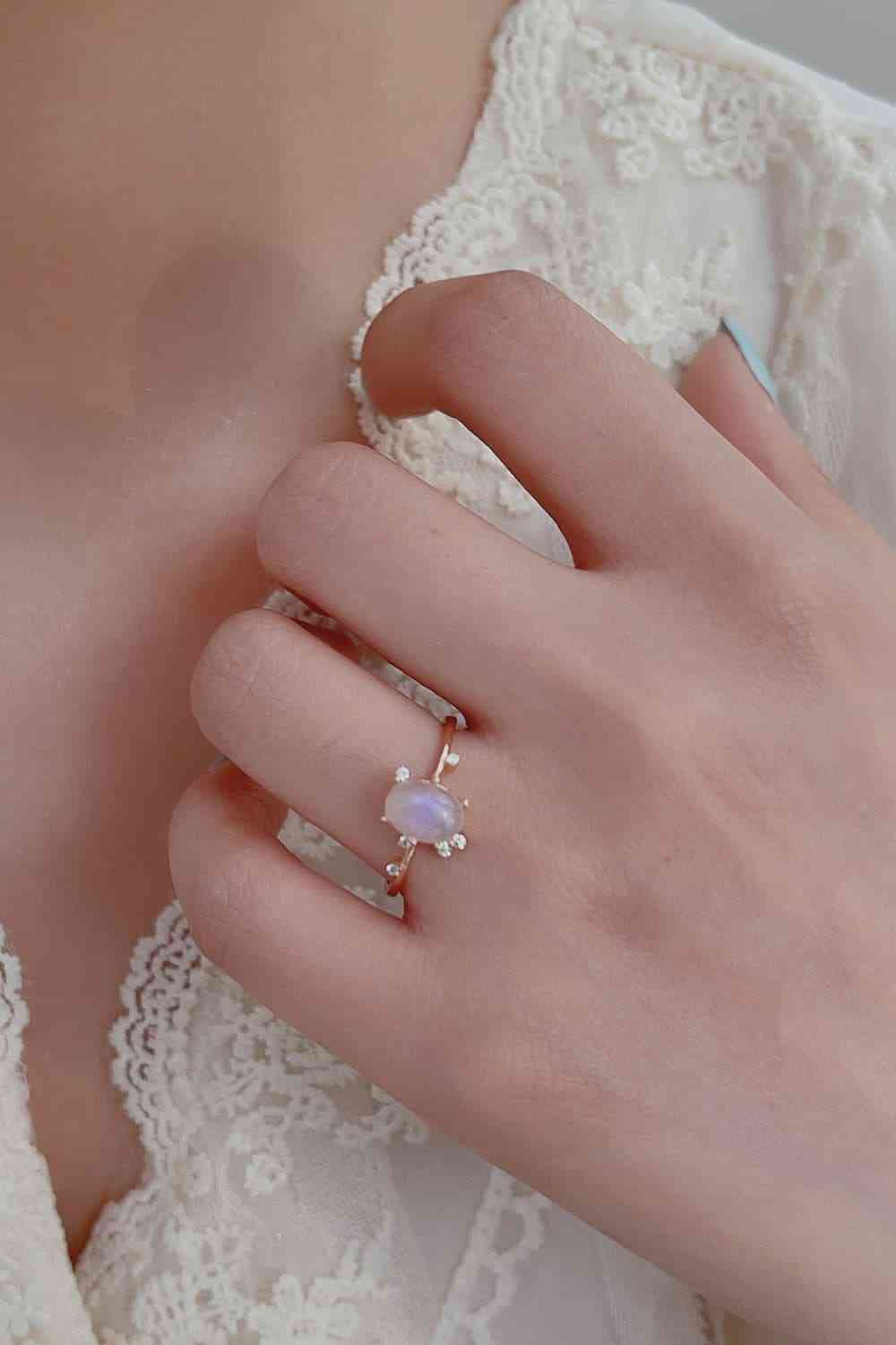 Bague en argent sterling 925 avec pierre de lune naturelle de haute qualité