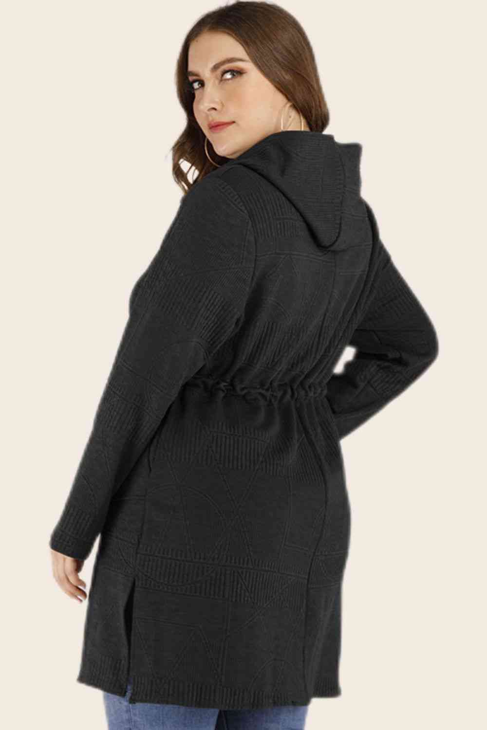 Cardigan à capuche avec cordon de serrage et poches de grande taille