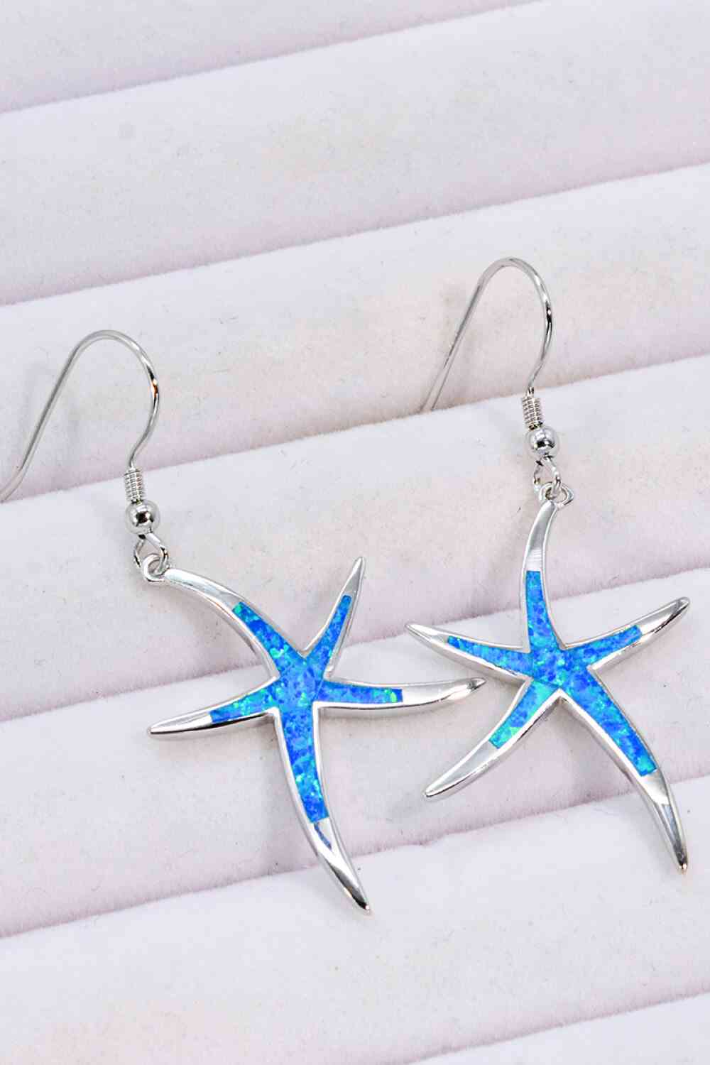 Boucles d'oreilles pendantes étoile de mer opale