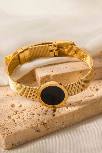 Pulsera Ancha De Cobre Bañada En Oro De 18 Quilates