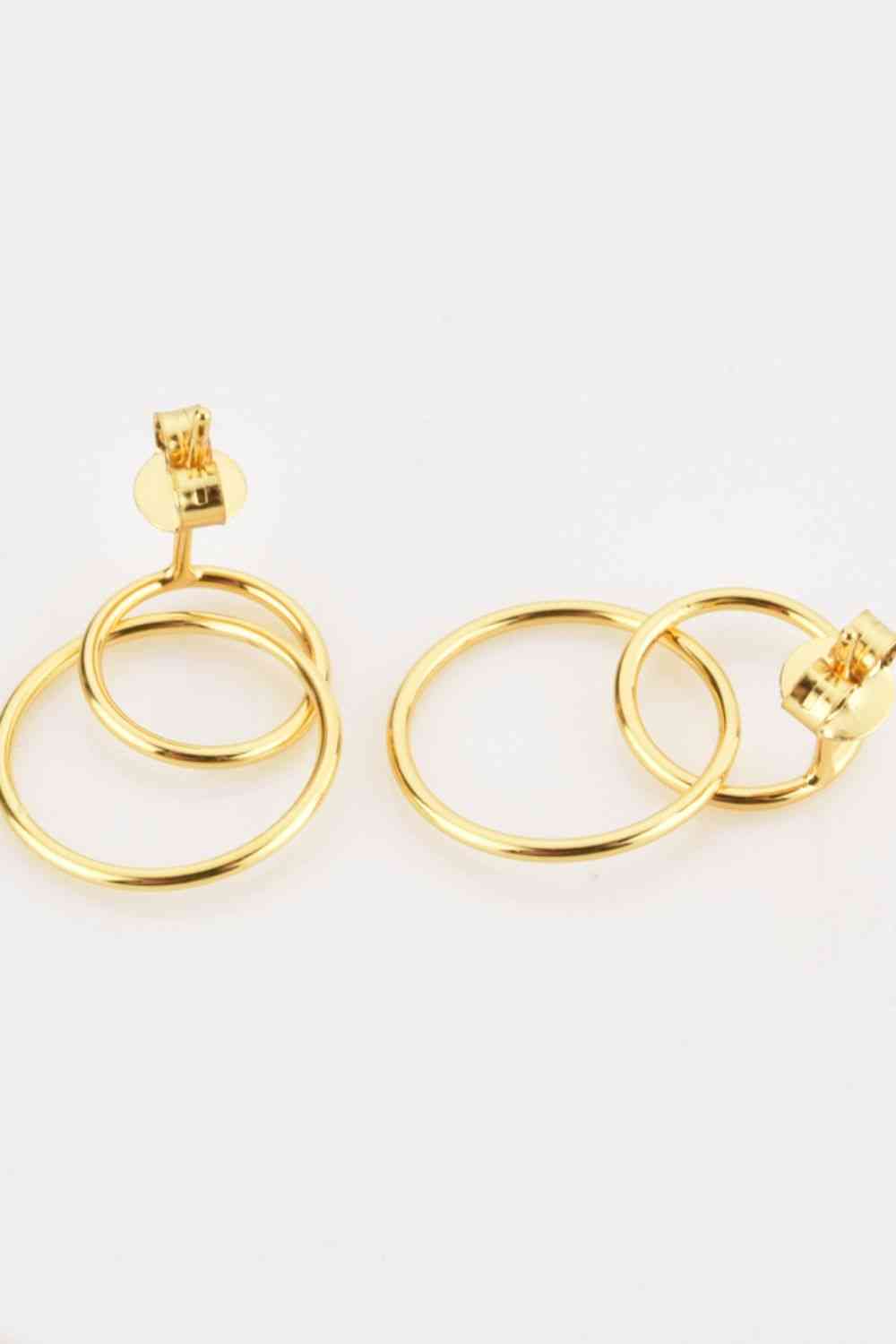 925 Sterling Silver Double Hoop Drop Earrings