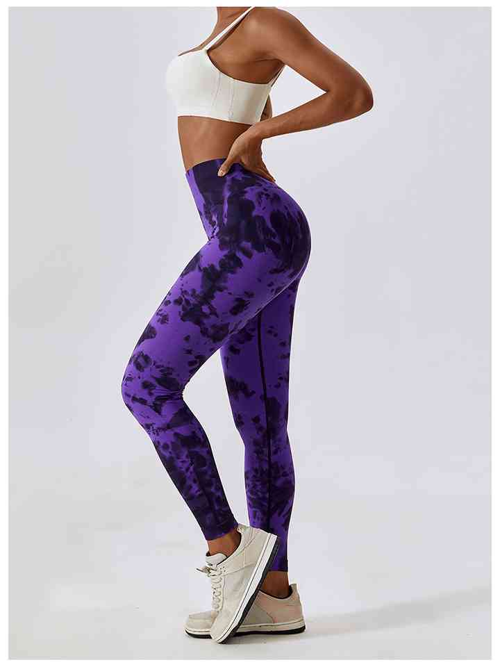 Leggings activos con cintura ancha y efecto teñido anudado