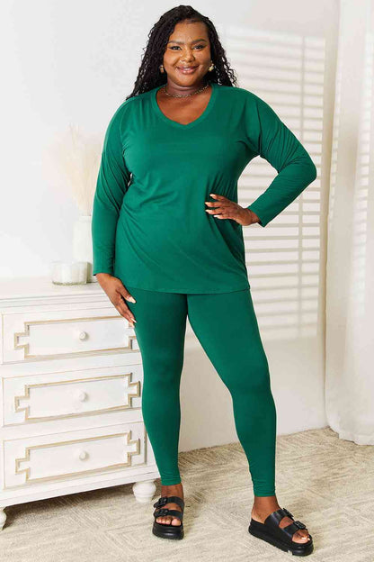 Zenana Lazy Days Ensemble haut à manches longues et leggings pleine taille