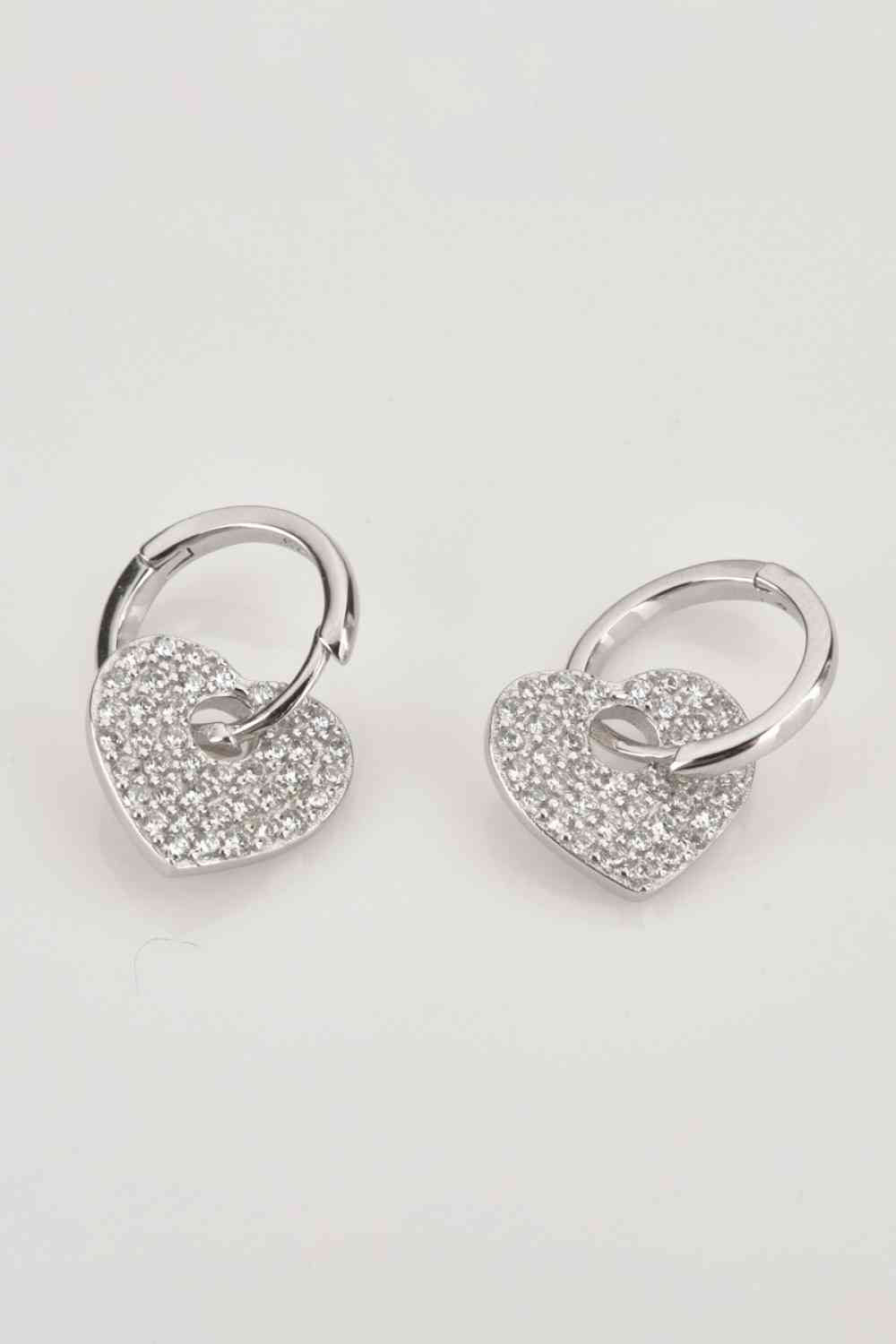 Zircon Heart Drop Huggie Earrings