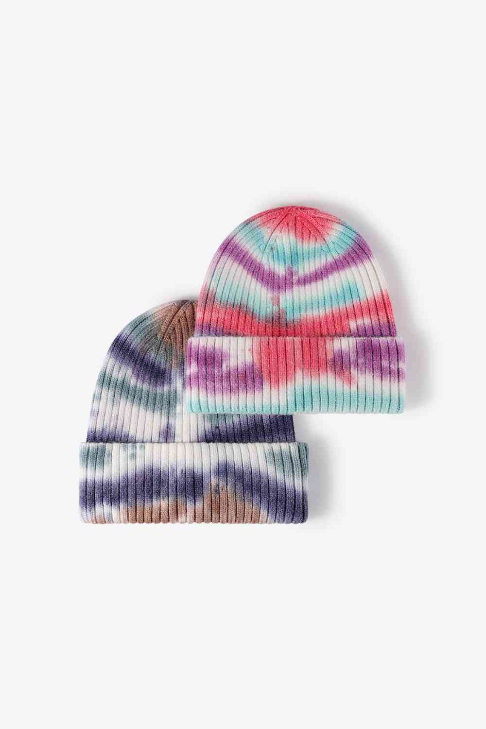 Bonnet en tricot côtelé tie-dye