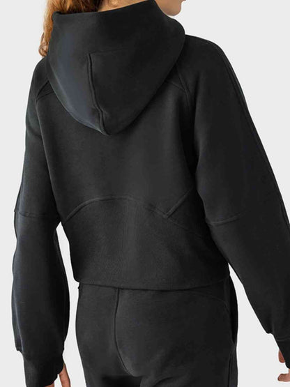 Sweat à capuche de sport à manches longues et demi-zip