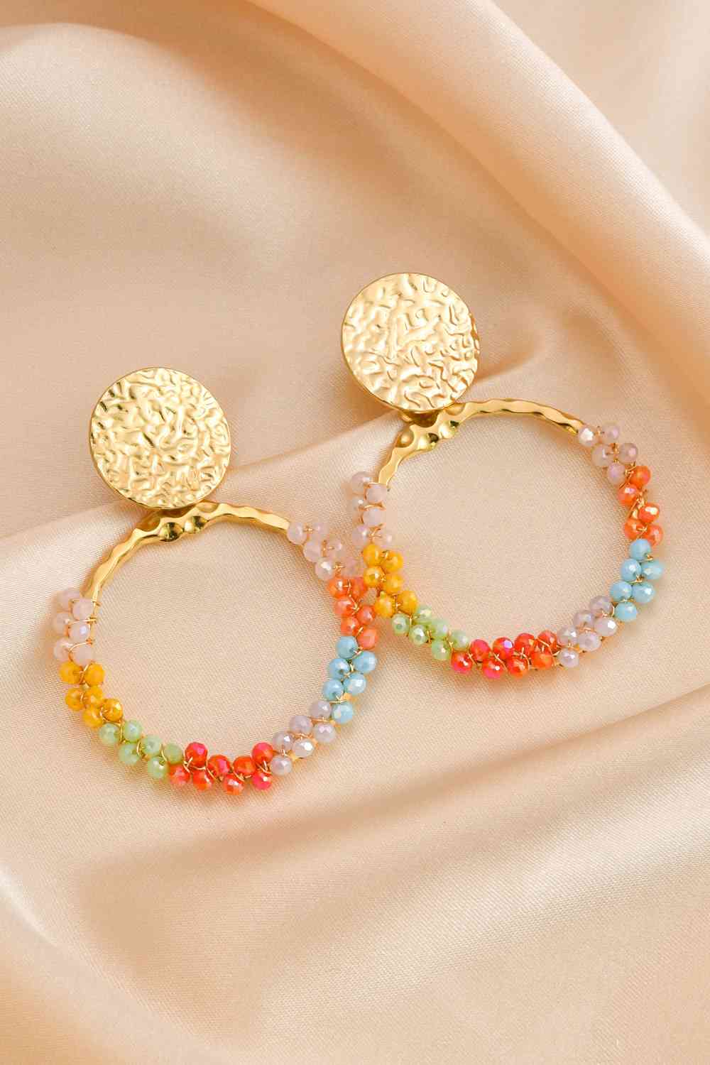 Boucles d'oreilles en acier inoxydable avec perles multicolores