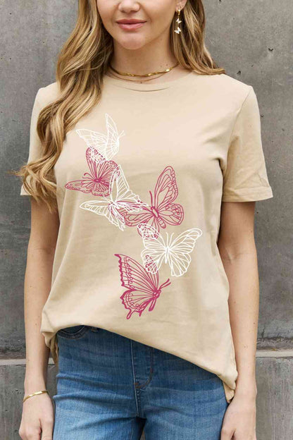 Simply Love Simply Love T-shirt en coton avec motif papillon pleine taille