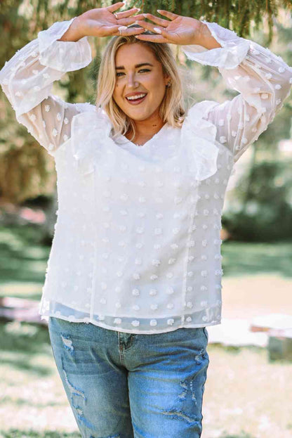 Blouse à Volants à Pois Suisses Grande Taille