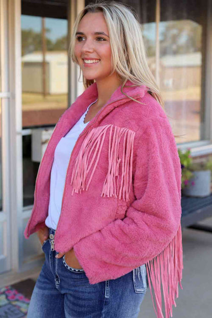 Veste zippée à détails de franges