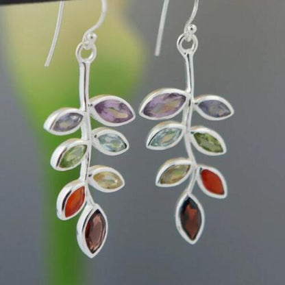 Boucles d'oreilles en alliage en forme de feuille