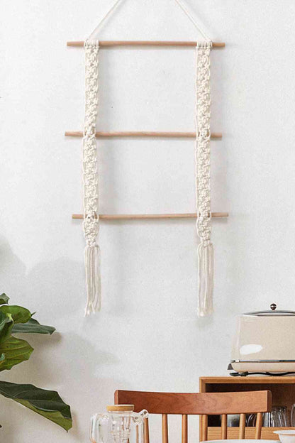 Colgante de pared de escalera de macramé