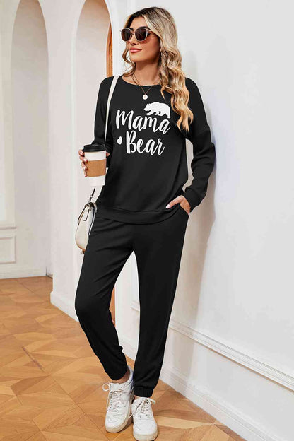 MAMA BEAR Ensemble sweat-shirt graphique et pantalon de survêtement