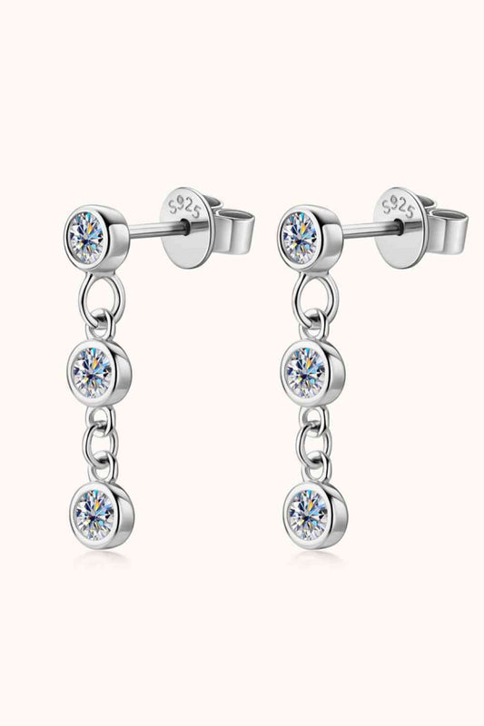 Boucles d'oreilles pendantes en argent sterling 925 Moissanite