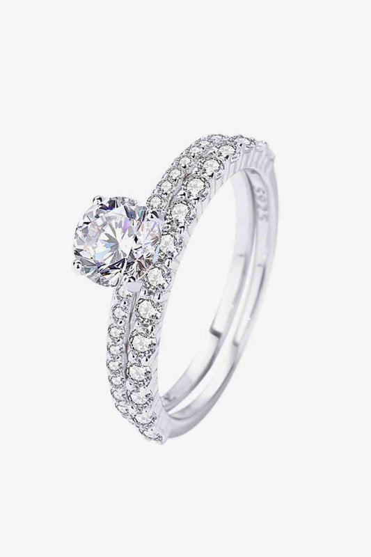 Bague en argent sterling 925 2 pièces Moissanite