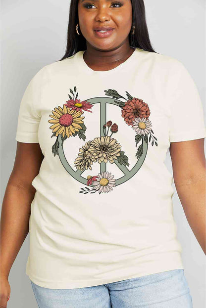 T-shirt en coton à motif floral pleine grandeur Simply Love