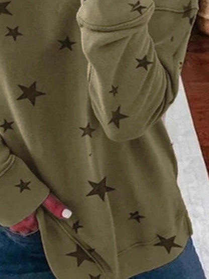 Star Round Neck Dropped Shoulder Sweatshirt