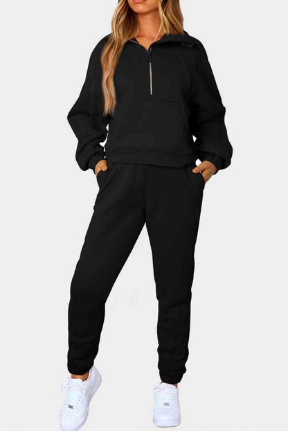 Ensemble de sport demi-zip avec poches